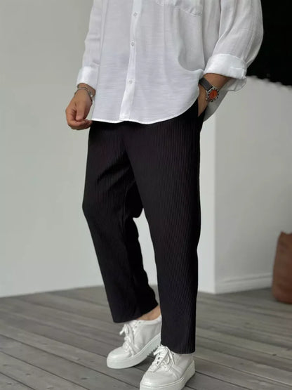 Luxury Men's Trousers in Soft Fabric – Alessio-Black-S-Nora Luxe