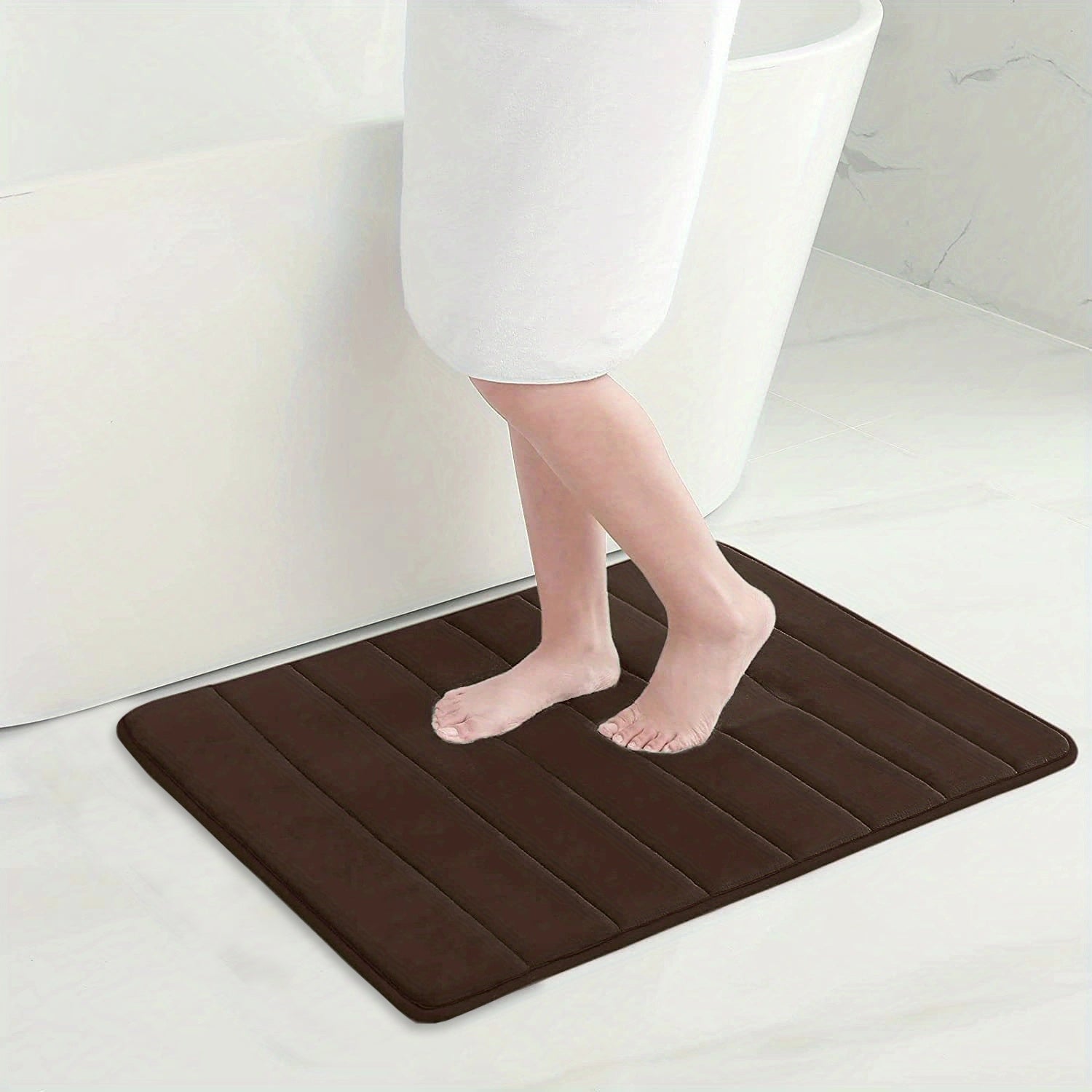 Luxury Non-Slip Bath Mat - Livia-Coffee-19.69 inches x 31.50 inches-Nora Luxe