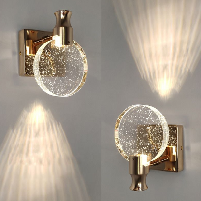 Luxury Round Crystal Wall Lamp – Celestia-Gold-Warm light-13cm-The Livary