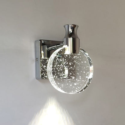 Luxury Round Crystal Wall Lamp – Celestia-Silver-Warm light-13cm-The Livary