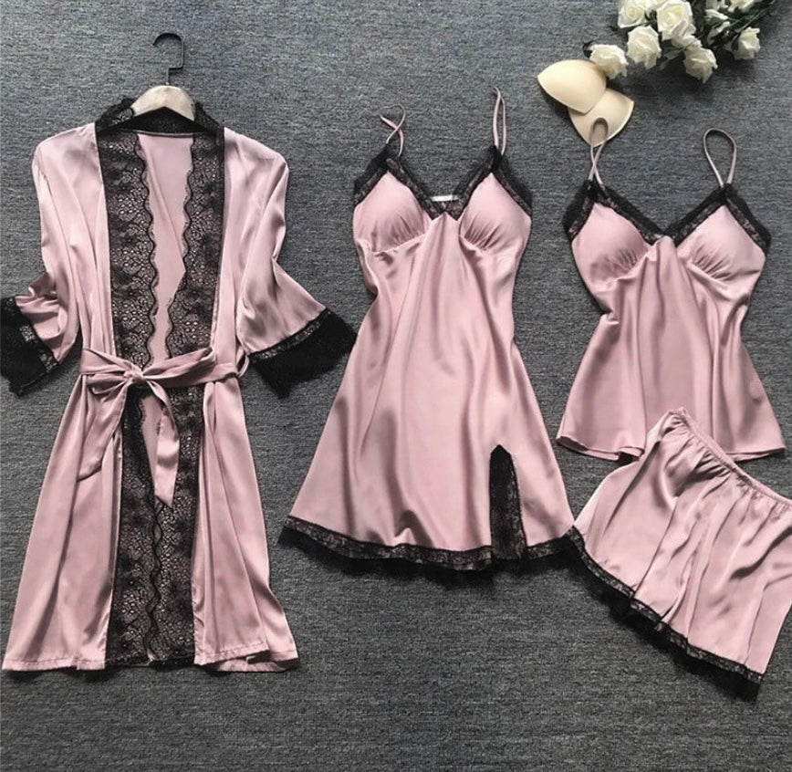 Luxury Satin Nightdress Set - Aurora-Pink-XS-Nora Luxe