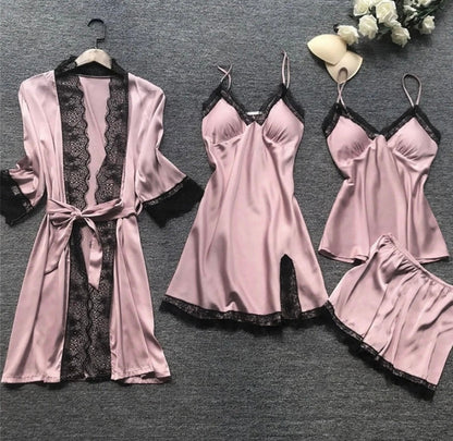 Luxury Satin Nightdress Set - Aurora-Pink-XS-Nora Luxe
