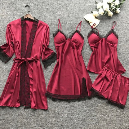 Luxury Satin Pyjama Set - Luna-Red-S-Nora Luxe