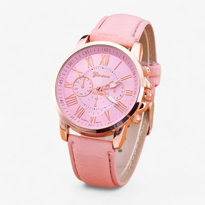 Classic Water Resistant Ladies Watch with Leather Band - Pexav