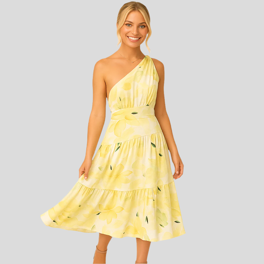 Chic Asymmetrical Waist Midi Dress for Women - Olytrend
