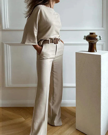 Relaxed Fit Belted Jumpsuit Set for Women - Olytrend