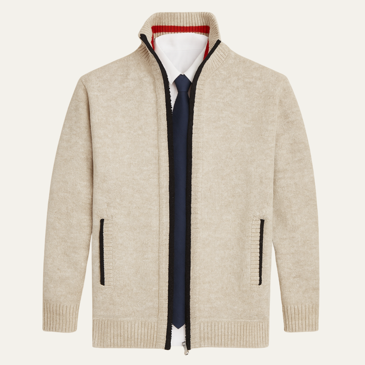 Warm Mens Full Zip Fleece Knit Cardigan Jacket - Nocini