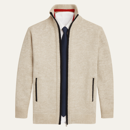 Warm Mens Full Zip Fleece Knit Cardigan Jacket - Nocini