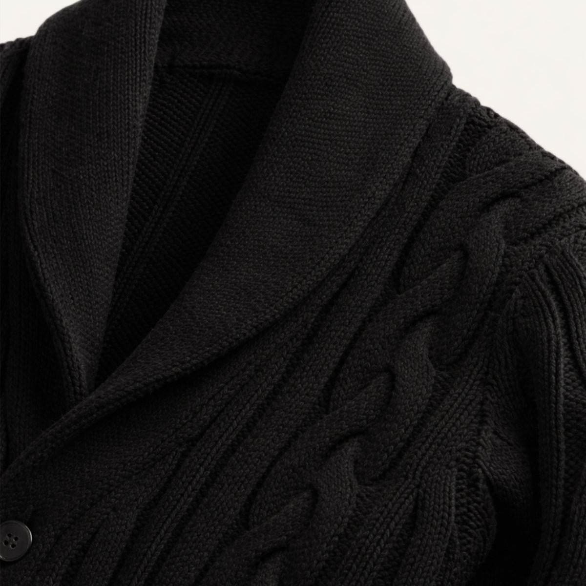 Warm Mens Cable Knit Crew Neck Cardigan Sweater