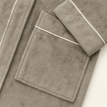 Soft Men's Hooded Plush Bathrobe with Tie Waist