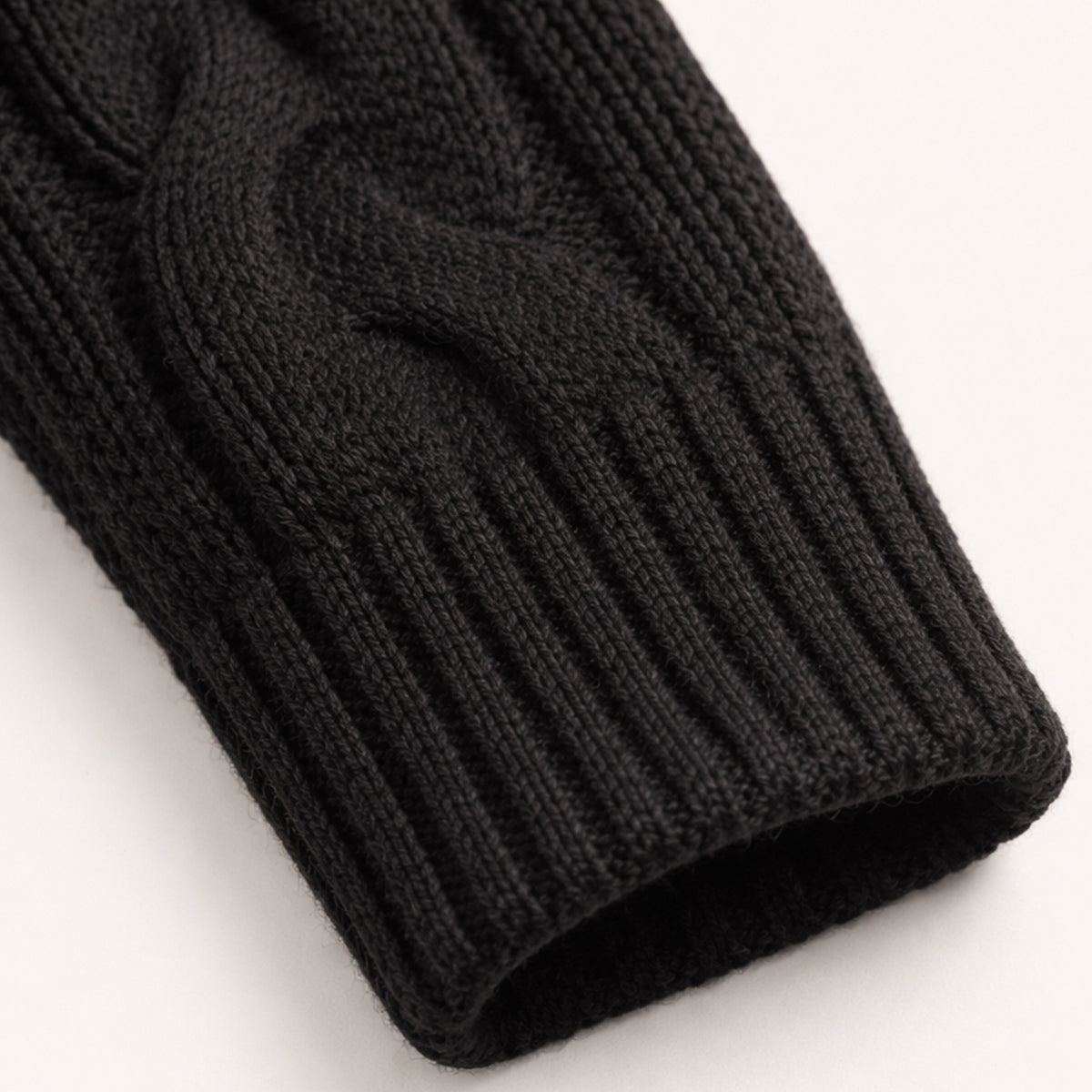 Warm Mens Cable Knit Crew Neck Cardigan Sweater