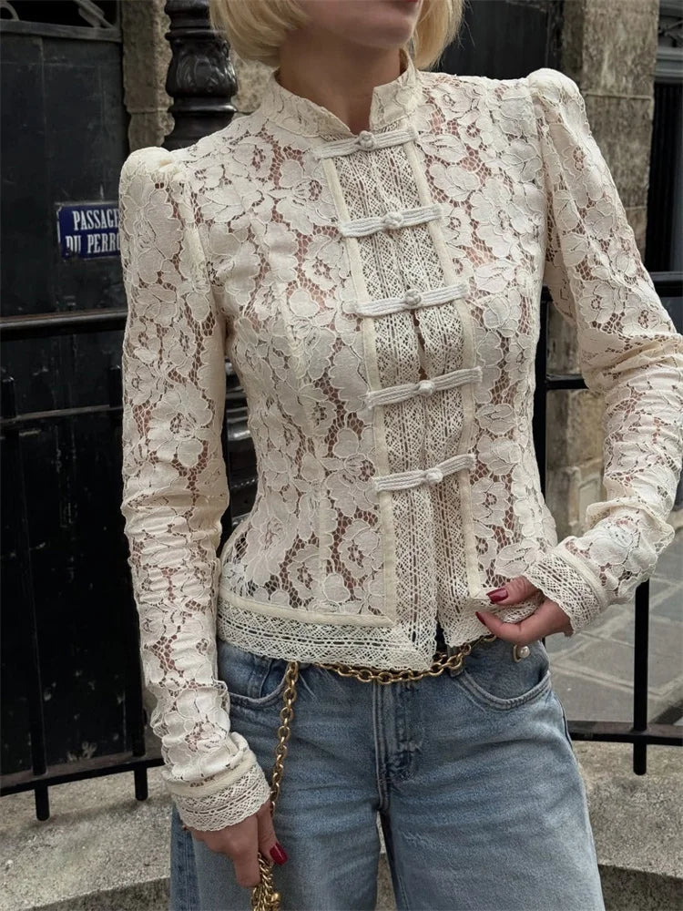 Elegant Ladies Lace Fit Top - Olytrend
