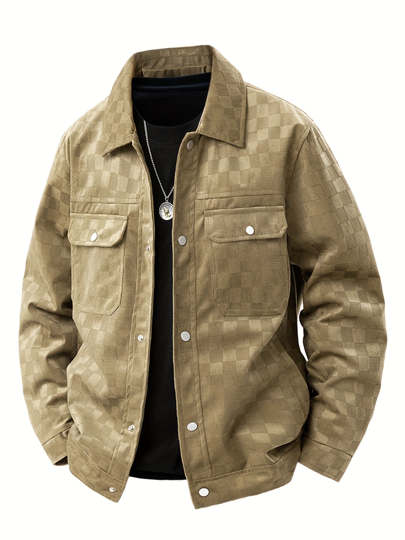 Casual Fit Plaid Button Jacket