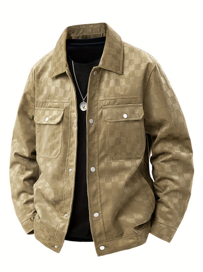 Casual Fit Plaid Button Jacket
