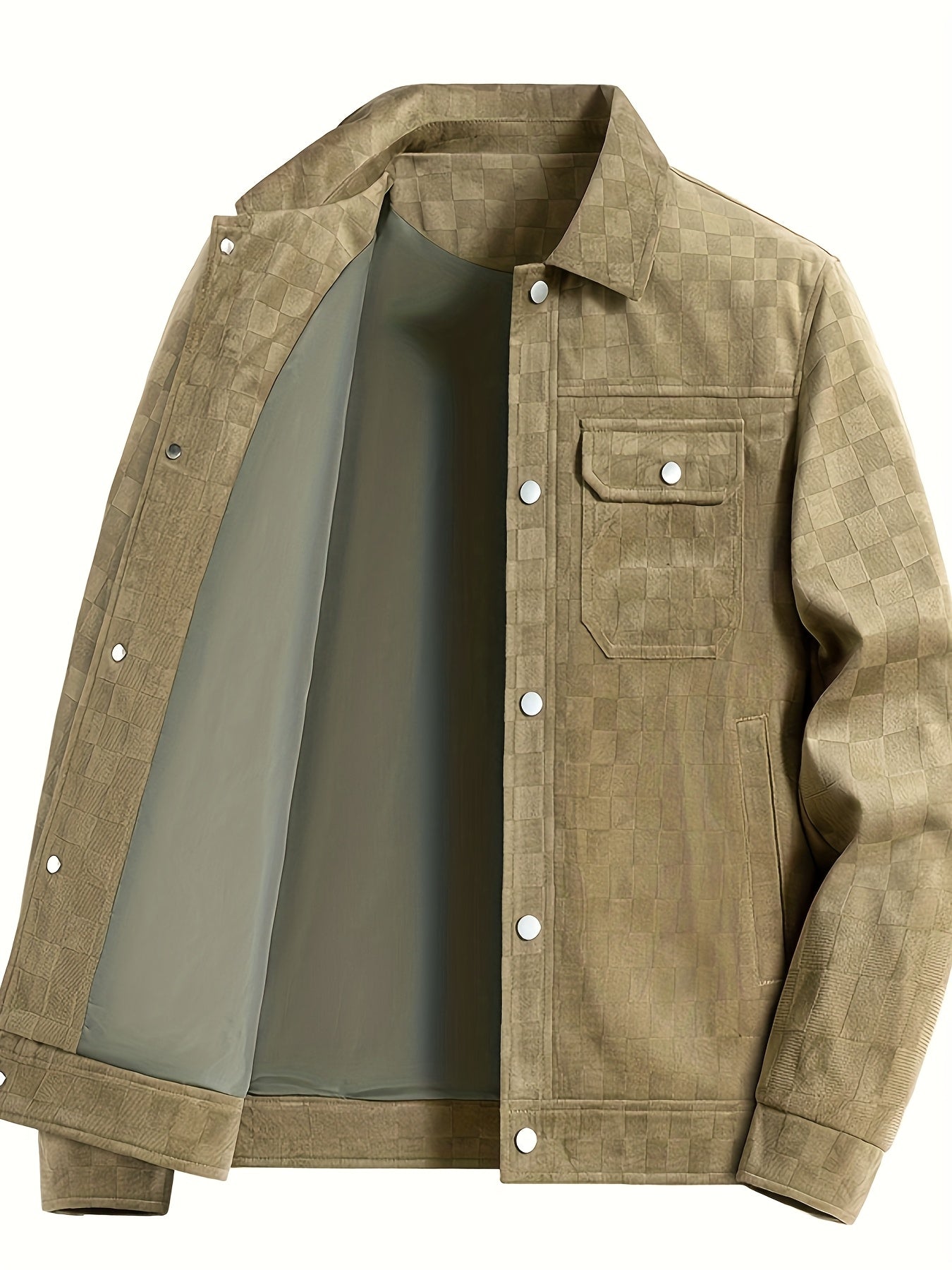 Casual Fit Plaid Button Jacket