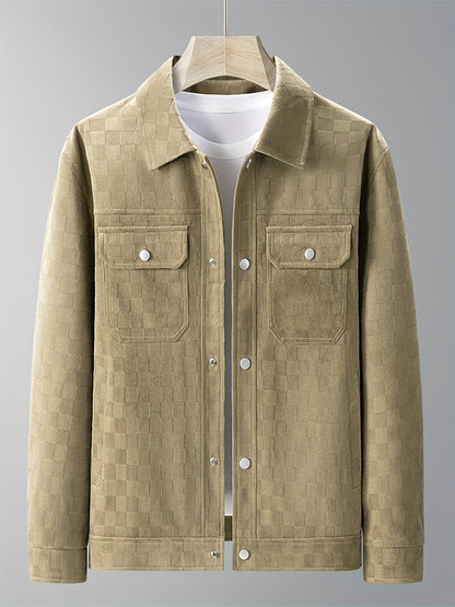 Casual Fit Plaid Button Jacket