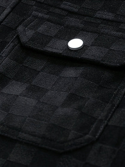 Casual Fit Plaid Button Jacket