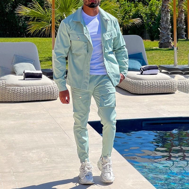 Men's Casual Jacket and Cargo Pants Set - Nocini