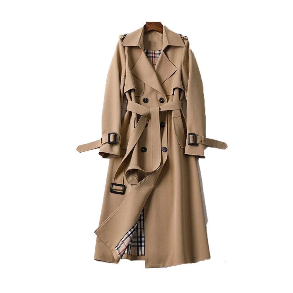 Classic Belted Knee Length Trench Coat for Women - Nocini
