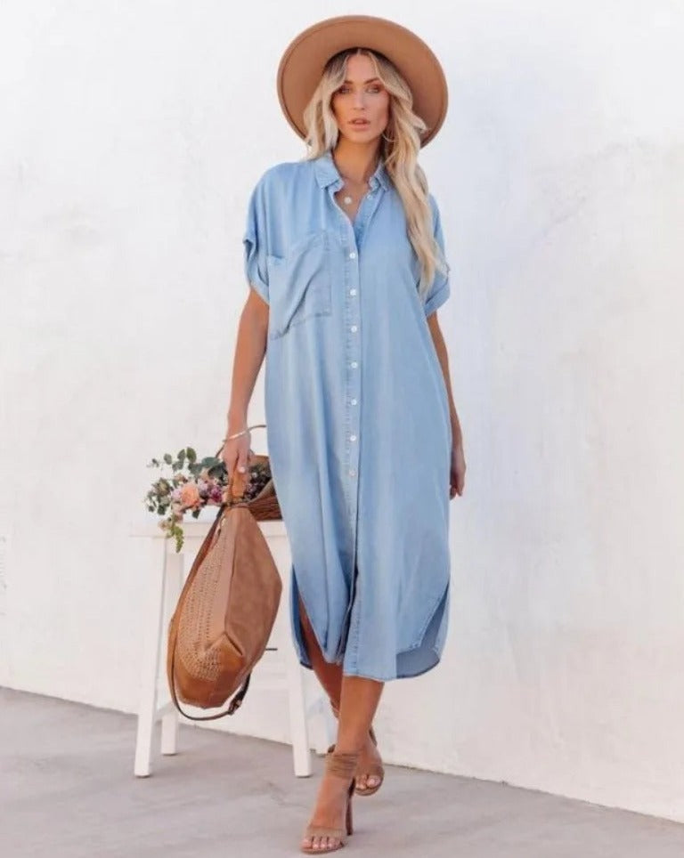 Loose Fit Women's Casual Button Dress - Nocini