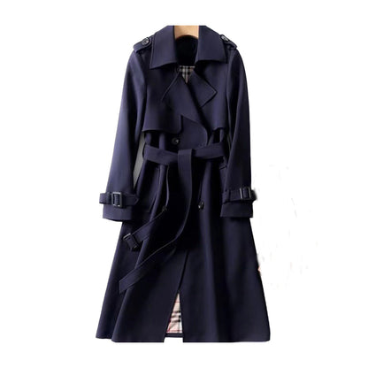 Classic Belted Knee Length Trench Coat for Women