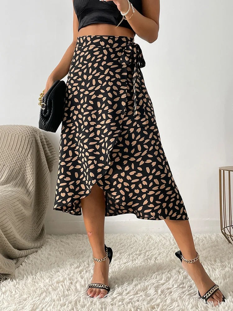 Flowy Midi Skirt for Women with Adjustable Waist