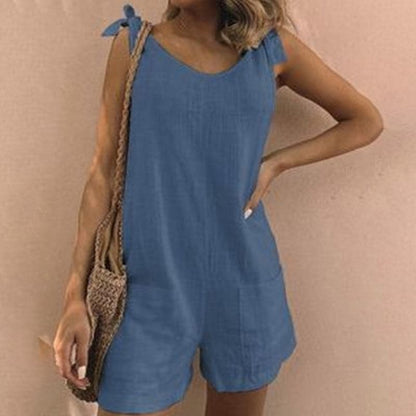 Comfortable Women's Sleeveless Romper with Pockets