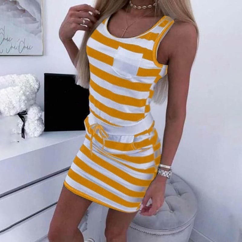 Trendy Striped Cotton A-Line Dress