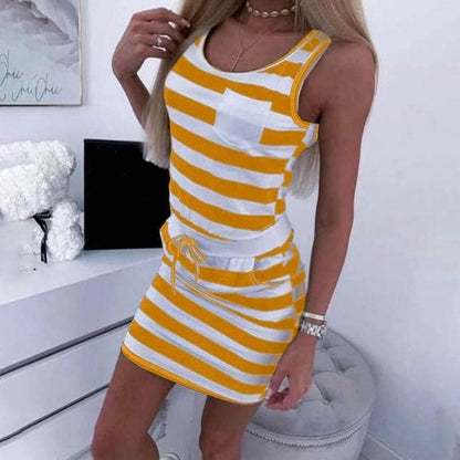 Trendy Striped Cotton A-Line Dress