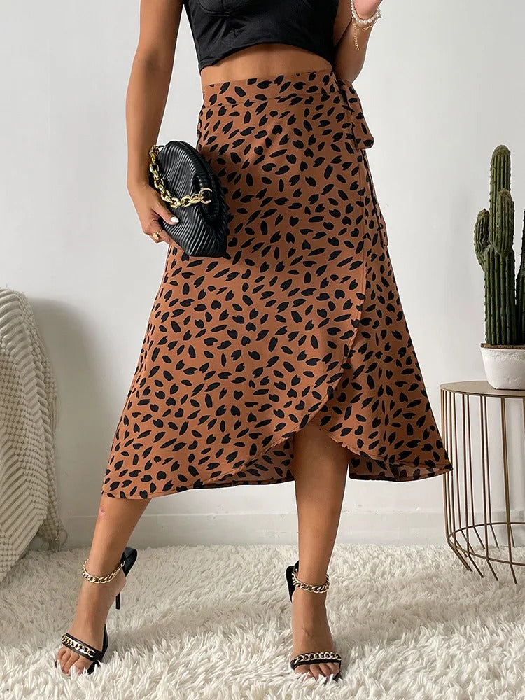 Flowy Midi Skirt for Women with Adjustable Waist