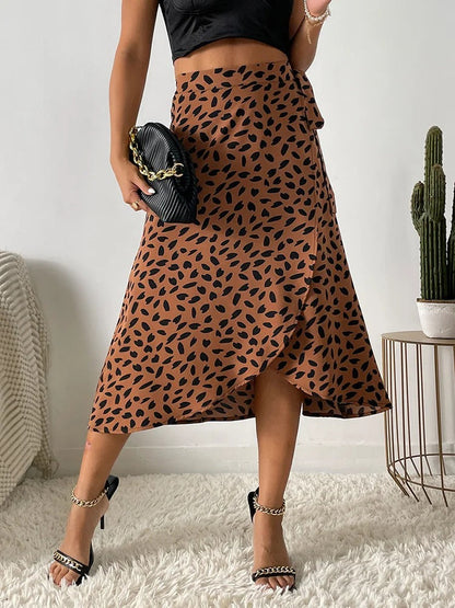 Flowy Midi Skirt for Women with Adjustable Waist