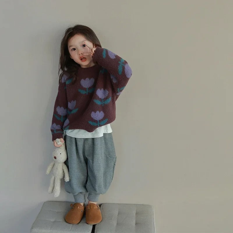 Colorful Floral Kids Sweater - Olytrend
