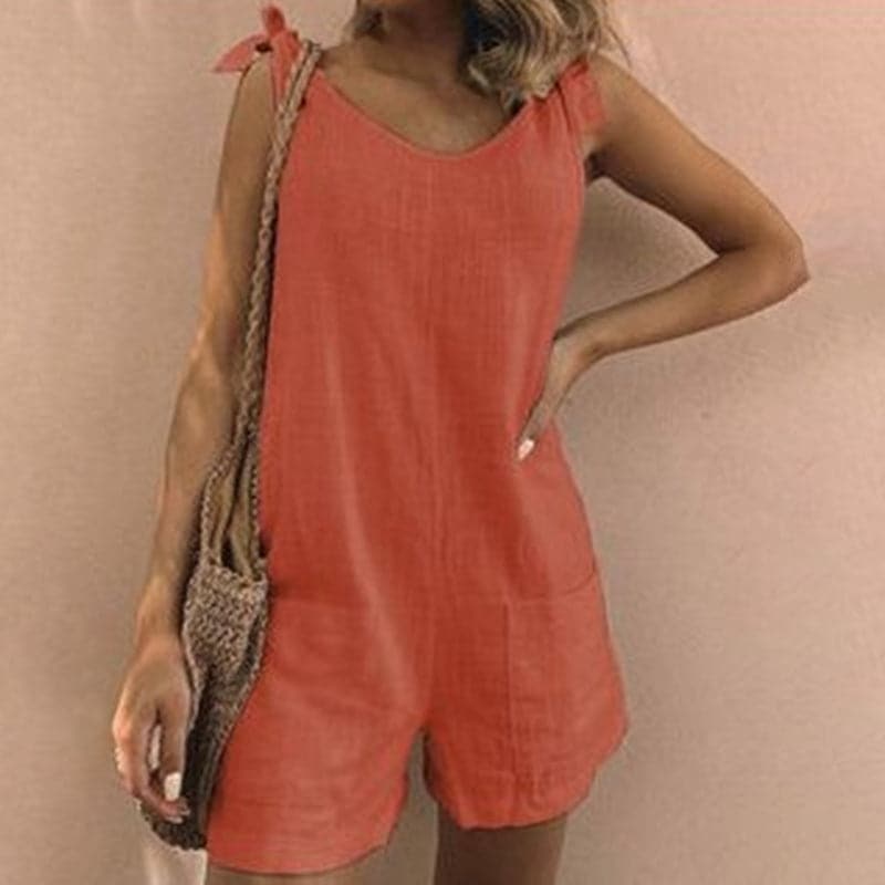 Comfortable Women's Sleeveless Romper with Pockets