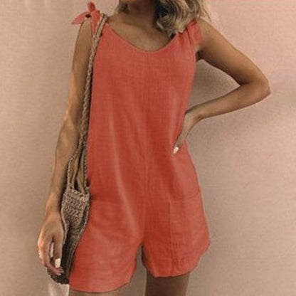 Comfortable Women's Sleeveless Romper with Pockets