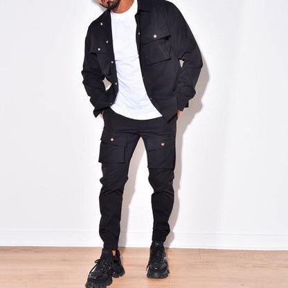 Men's Casual Jacket and Cargo Pants Set