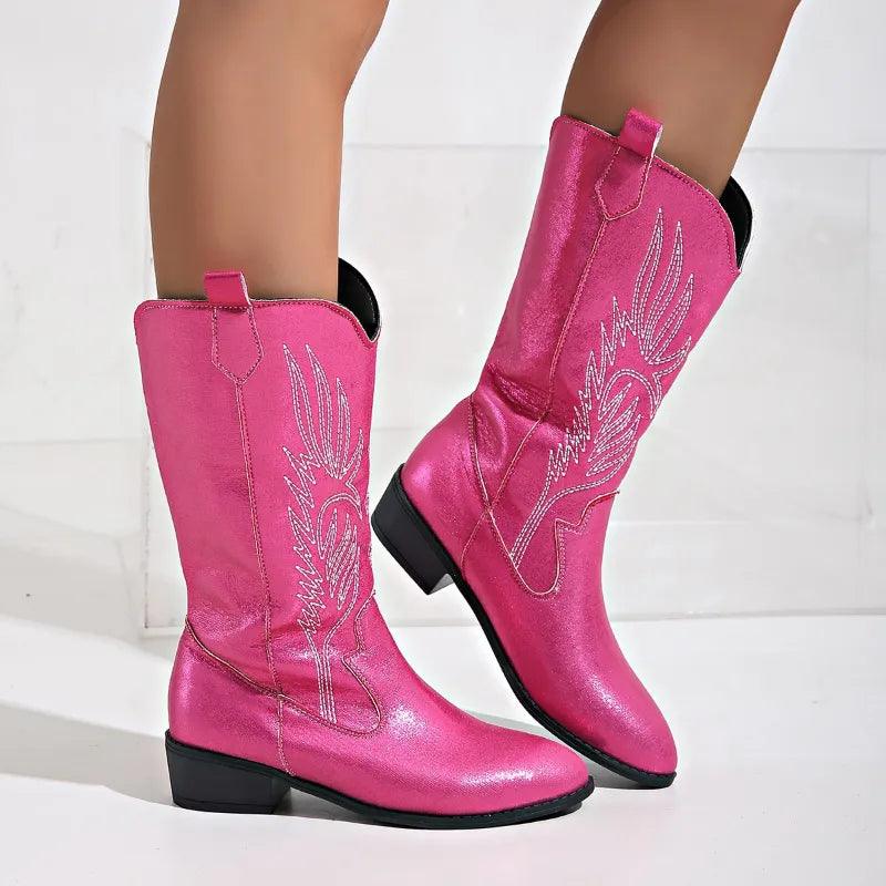 Fashionable Purple Pointed Toe Cowboy Boots for Women