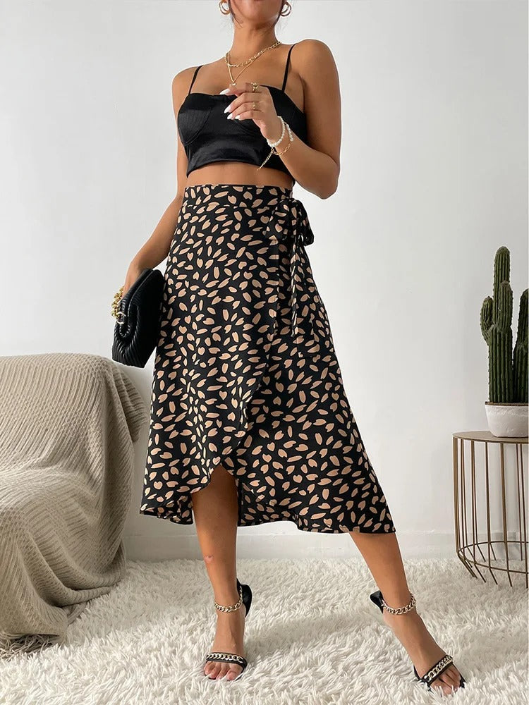 Flowy Midi Skirt for Women with Adjustable Waist - Nocini