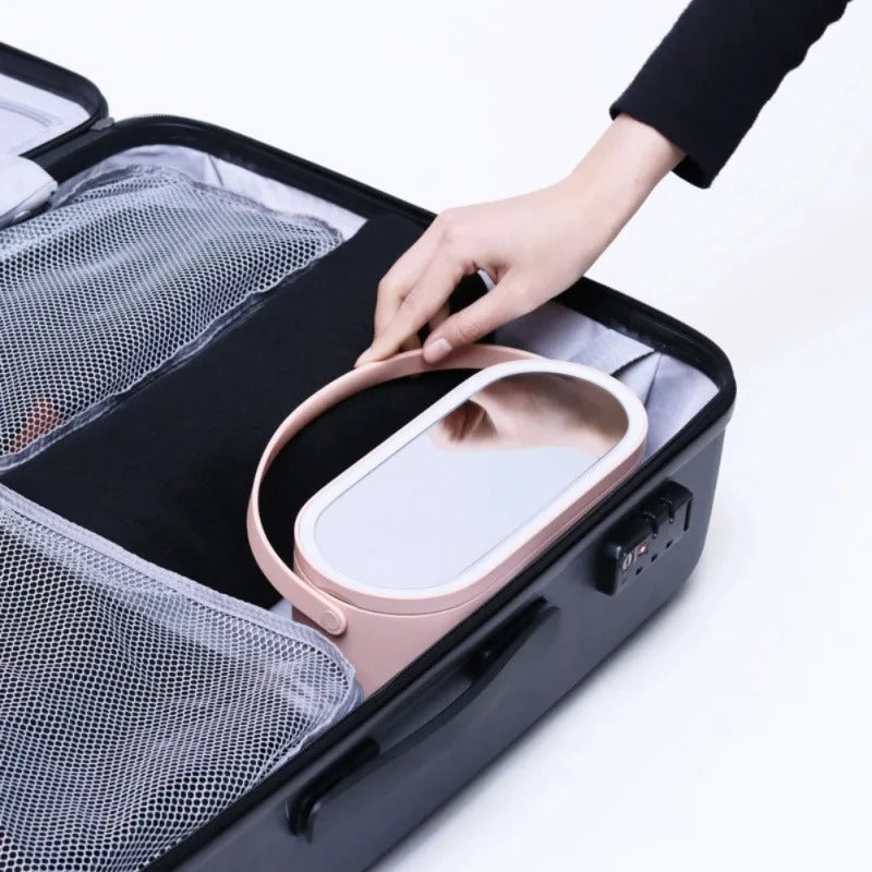 Make-up Case with LED Mirror - Lumivault-Pink-The Livary