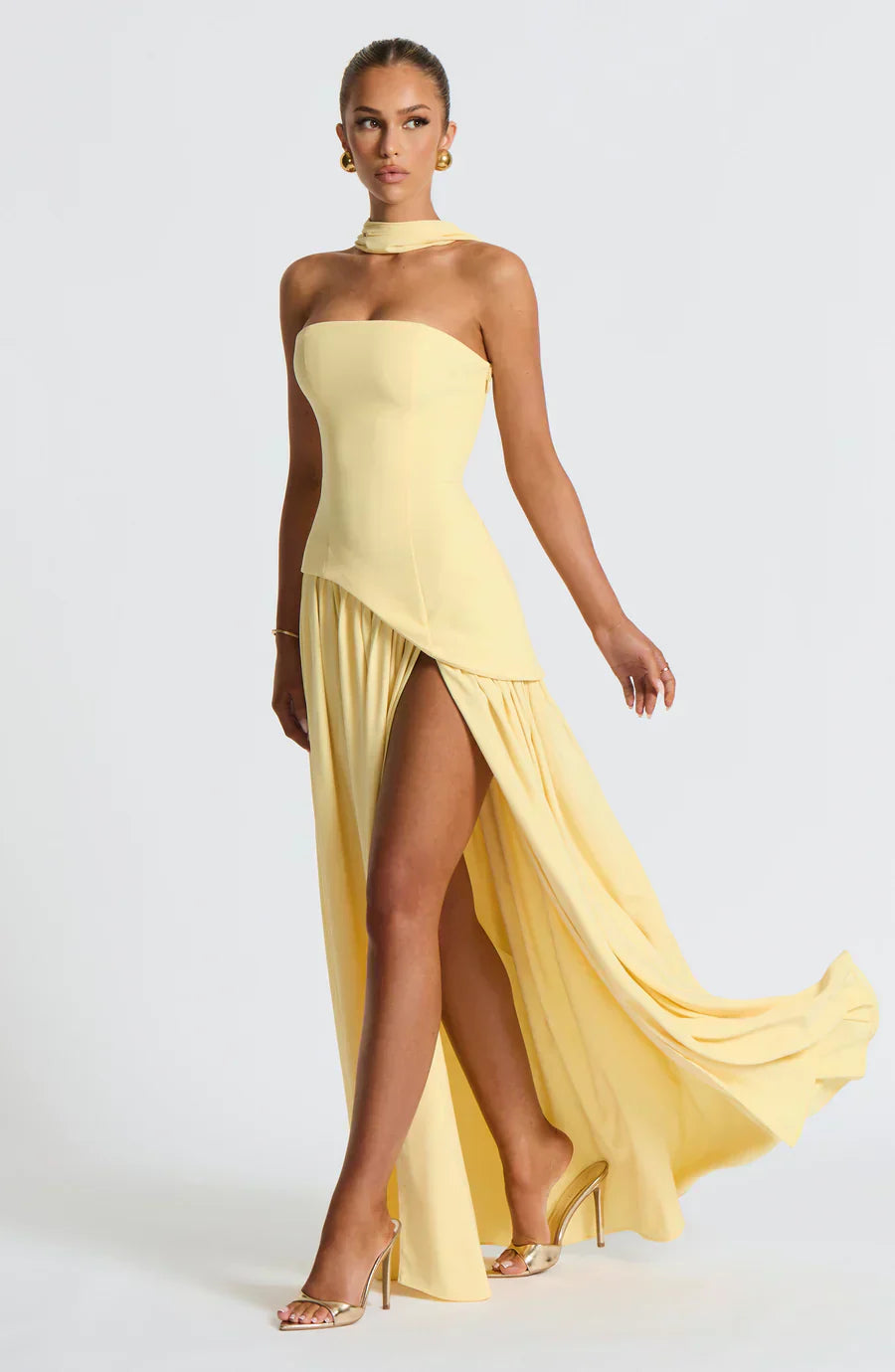Elegant Strapless Evening Gown Dress - Nocini