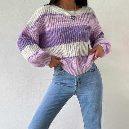Comfy Women's Large Striped Jumper - Olytrend