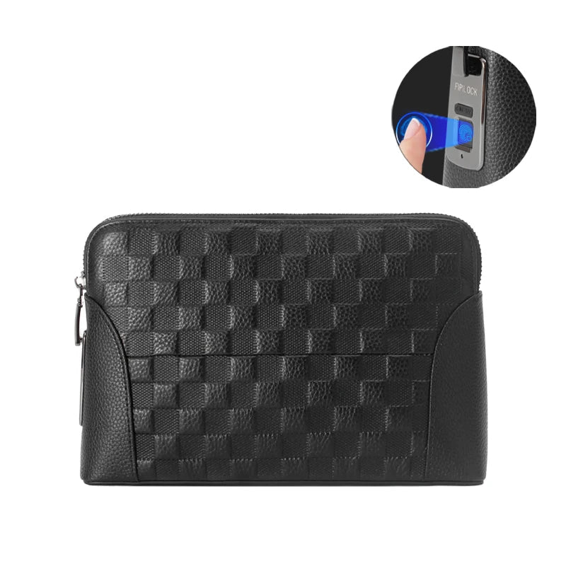 Secure Men's Leather Wallet Bag with Lock