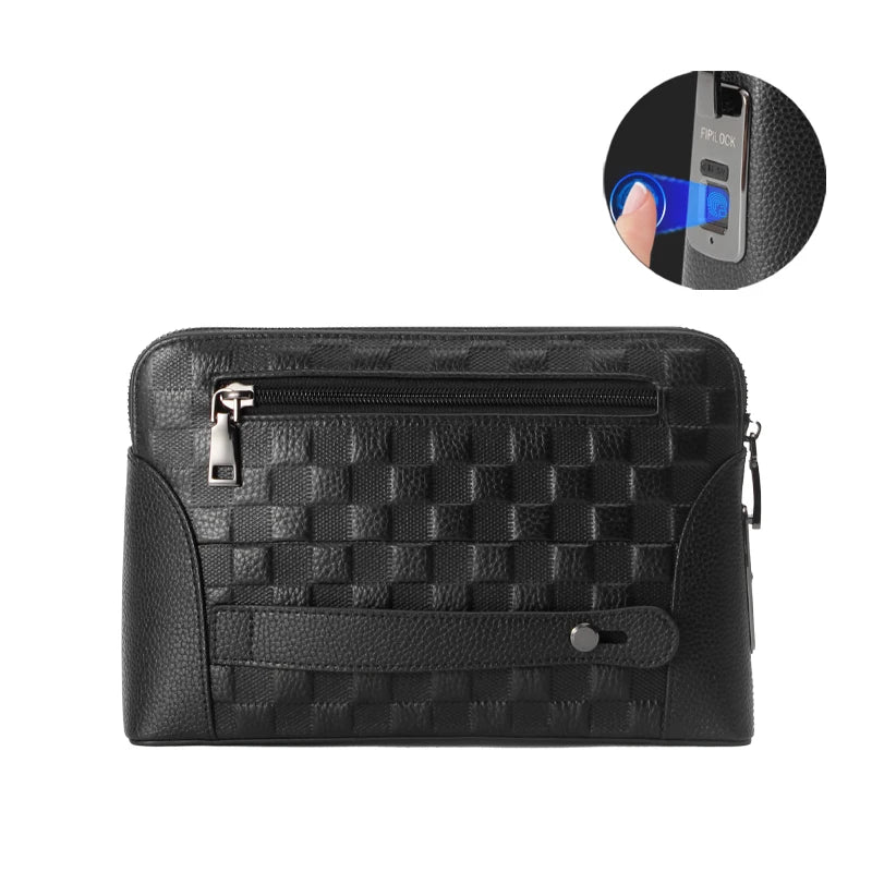 Secure Men's Leather Wallet Bag with Lock