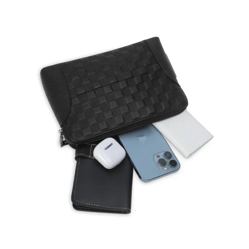 Secure Men's Leather Wallet Bag with Lock