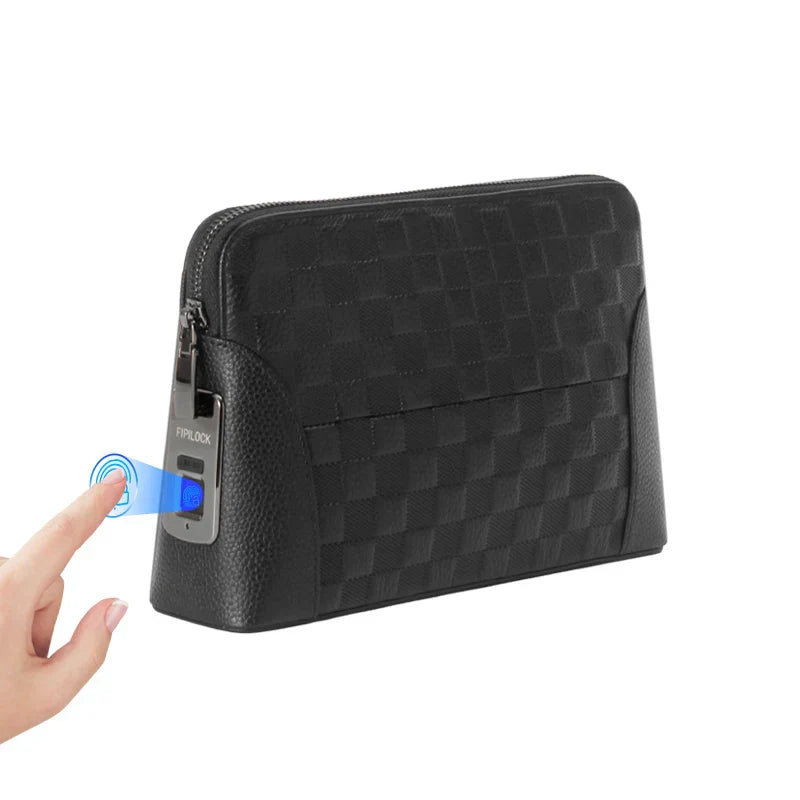 Secure Men's Leather Wallet Bag with Lock - Pexav