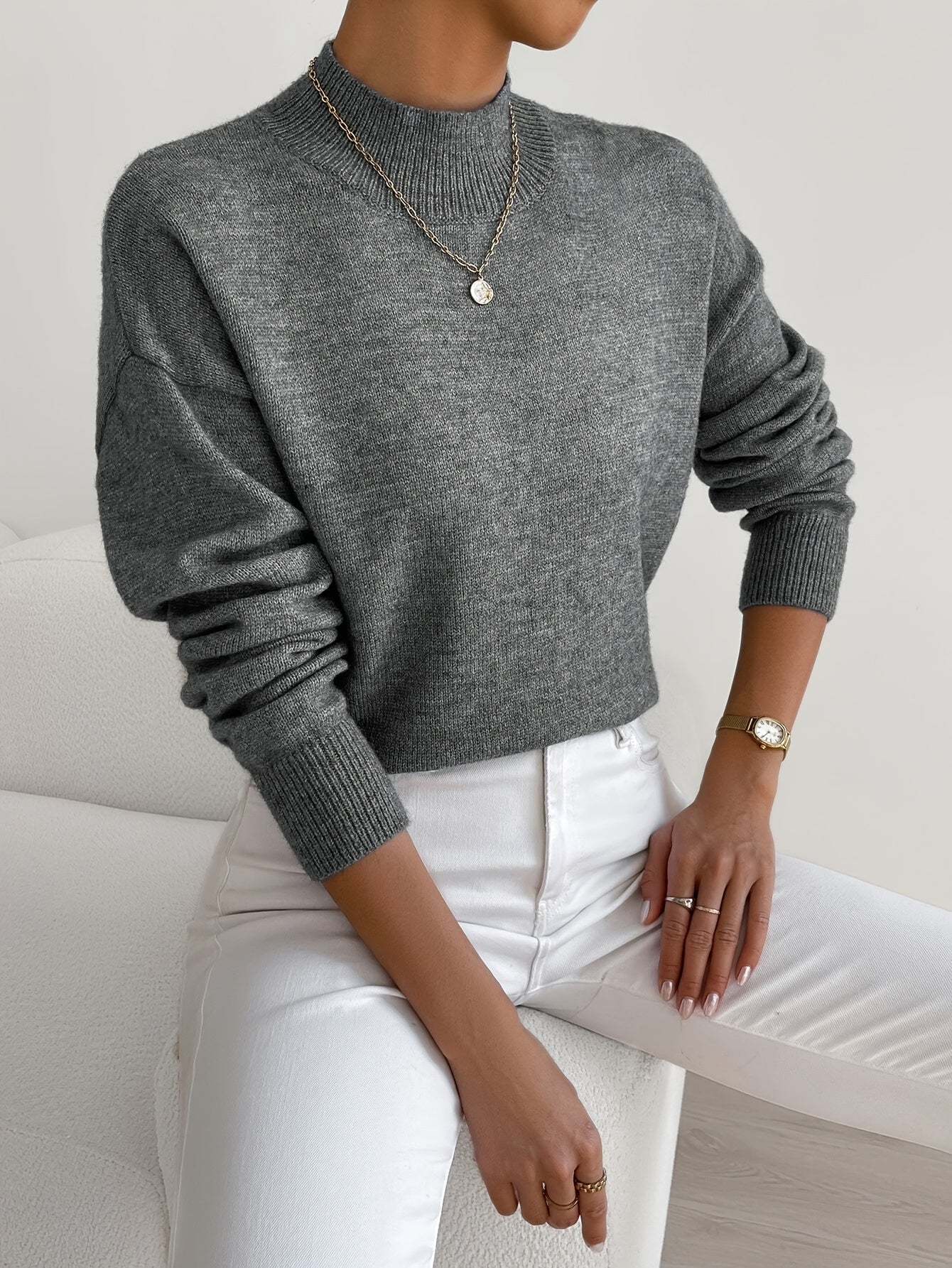 Ladies' Classic Crew Neck Long Sleeve Sweater