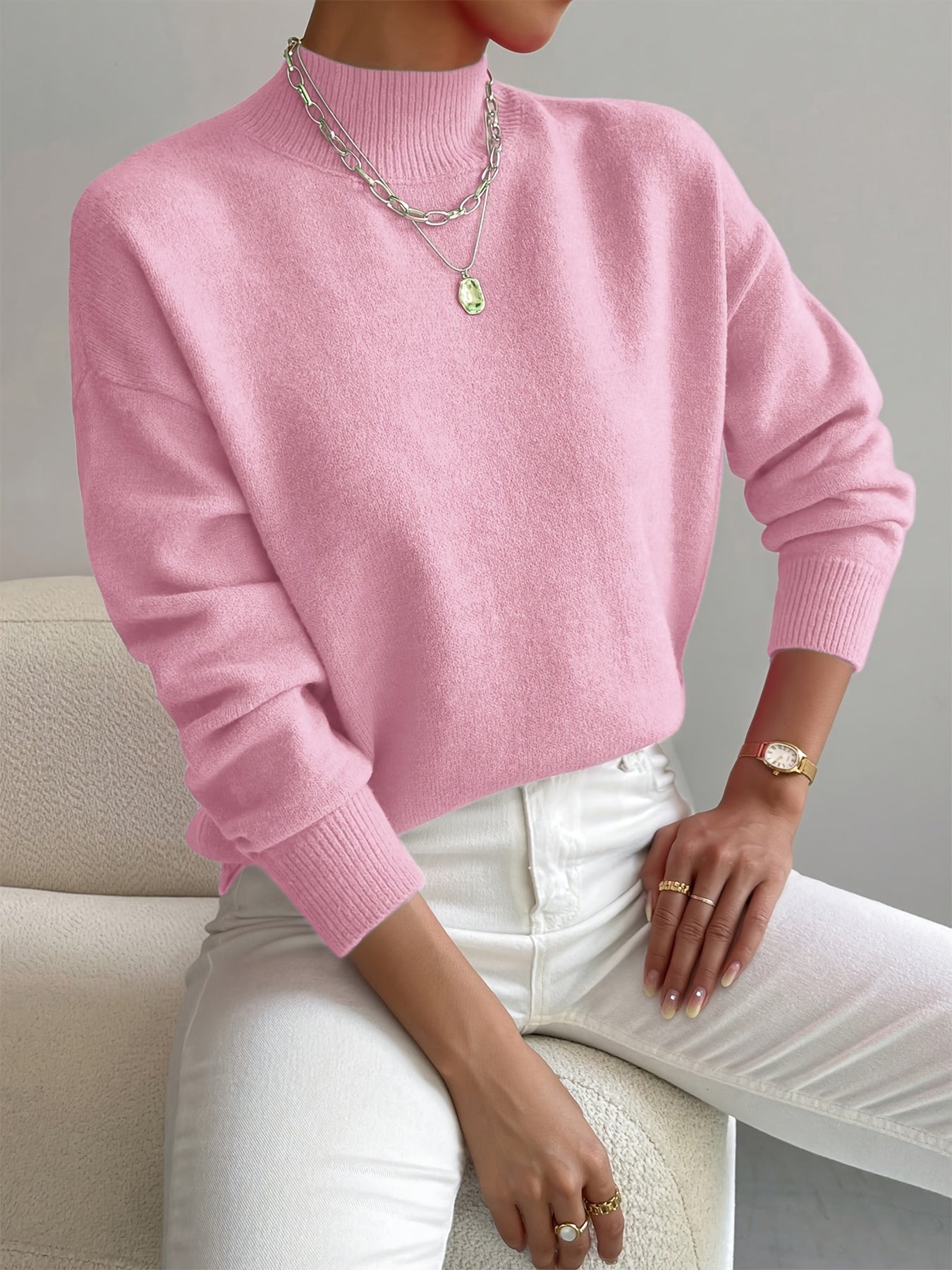 Ladies' Classic Crew Neck Long Sleeve Sweater