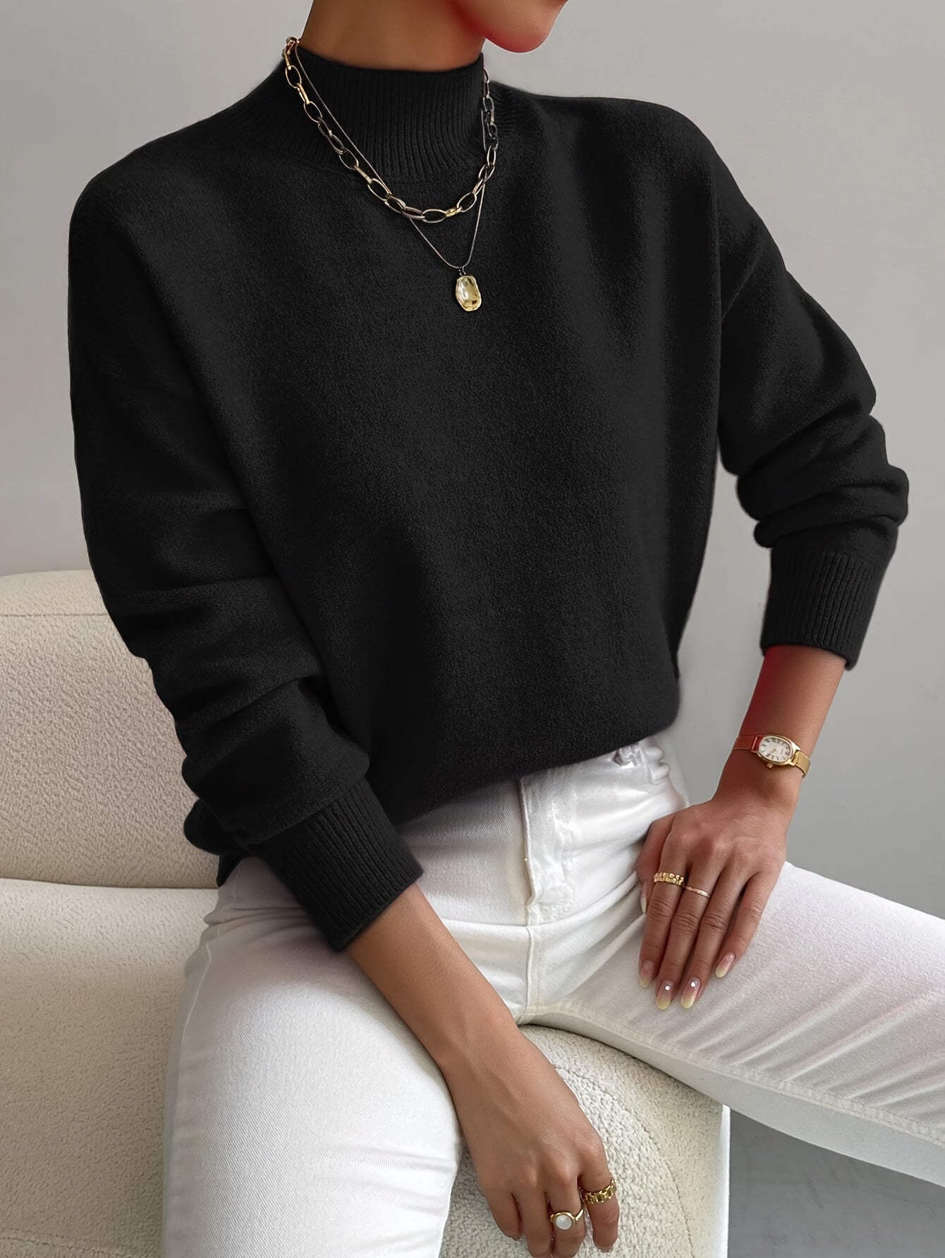 Ladies' Classic Crew Neck Long Sleeve Sweater