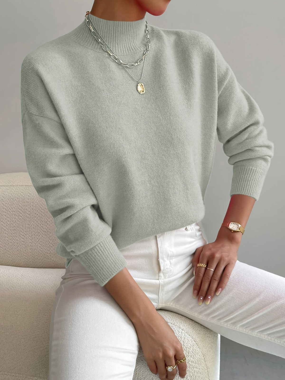 Ladies' Classic Crew Neck Long Sleeve Sweater - Nocini