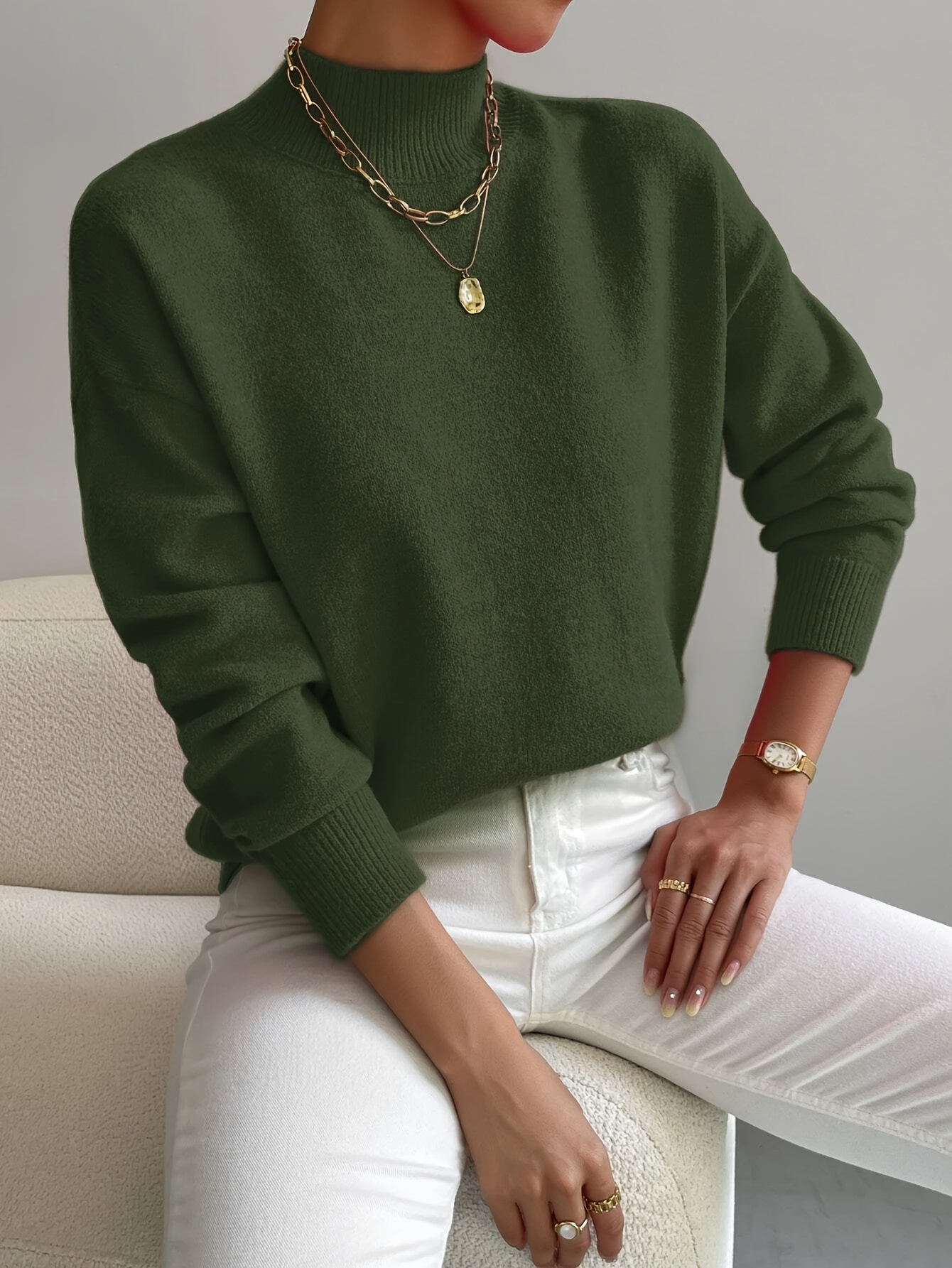 Ladies' Classic Crew Neck Long Sleeve Sweater