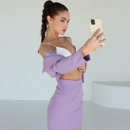 Women's Tailored Jacket and Skirt Suit Set